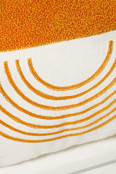 verra home White Fabric Punch Embroidered Decorative Throw Pillow Cover 45 X 45 cm