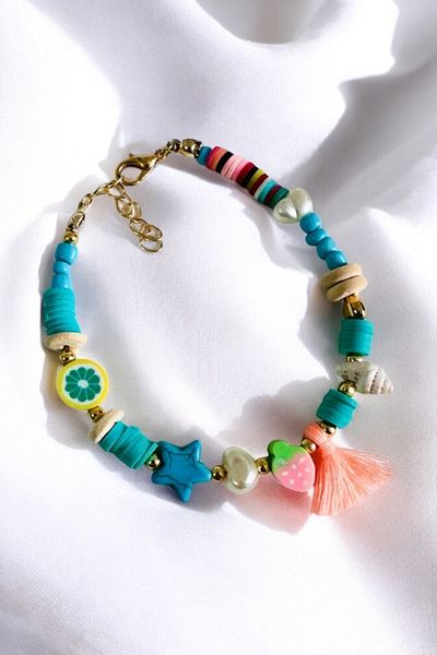 PETEK AKSESUAR FIMO TASSEL TURQUOISE STAR BRACELET