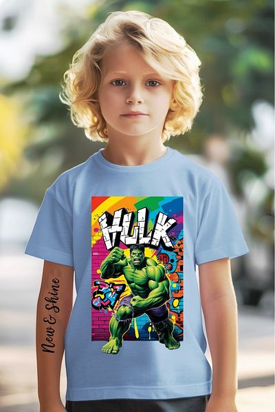 New Shine 1 tricou este un cadou pentru achiziții de 6 și peste în coș - Tricou pentru copii supradimensionat cu imprimeu Hulk