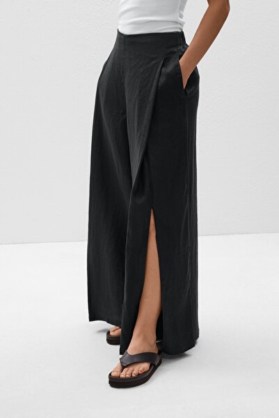 Oysho % 100 keten yırtmaçlı bol pantolon