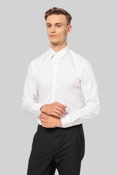 Hugo Boss Slim Fit Uzun Kollu Erkek Gömlek Beyaz