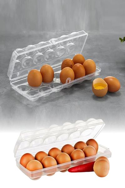 omilife 12-Piece Transparent Egg Storage Box - Organizer, Refrigerator and Egg Cup Organizer