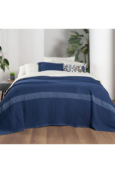 Sarev Polendia Blue Bedspread Double 100% Cotton