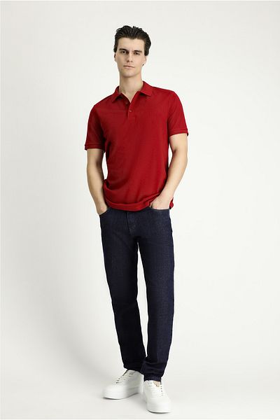 Kiğılı Embroidered Slim Fit Cotton Polo Collar T-Shirt