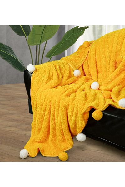 HARİKA PELUŞ FABRİKASI Paptex Pompom 200*220 cm Plush Double Blanket (100% Local)