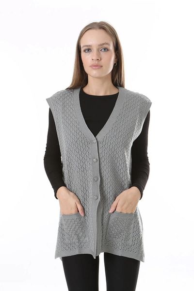 nacar çarşı Women's Seasonal Knitwear Perforated Mercerized Vest - Mother's Vest - Stylish and Comfortable Fit