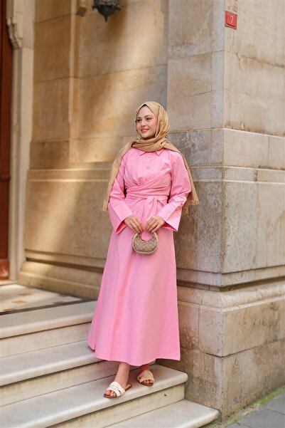 LOCCO Pink Front Tie Women's Dress