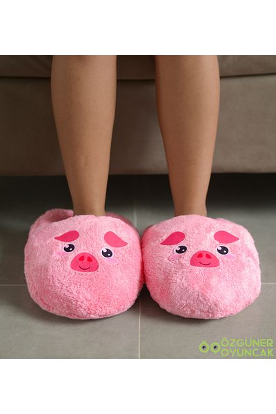 NİLOŞUM Loose Size Plush Slippers with Cute Animal Pattern