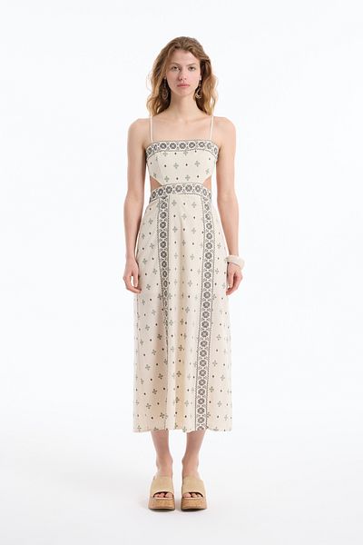 Quzu Rochie decupată cu modele etnice - Croială naturală