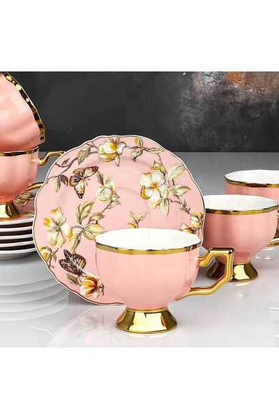 Kosova Rsy-226 90 Cc Eldon Footed Cup Set of 6 Pink