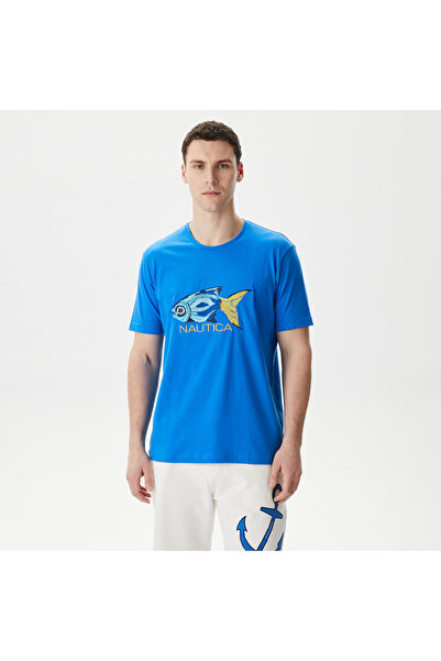 Nautica Erkek Mavi Standart Fit T-Shirt