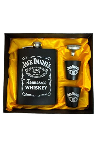 NETAVANTAJ Design Jack Daniel's Black Flask 2-Piece Shot Glass Set