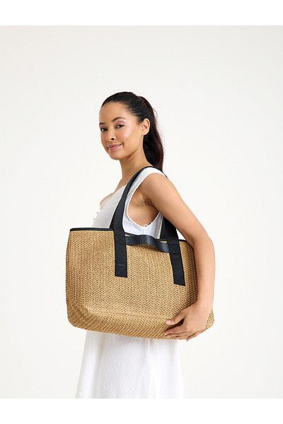 gio&mi Luna Raffia Paper Rope Straw Shoulder Bag