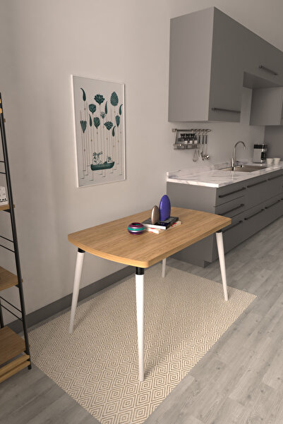 VİLİNZE Argos Sabit Mdf Naturel Mutfak Masası - 70x120 cm