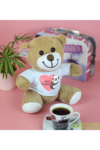 Özgüner Oyuncak Wonderful Plush 25 cm Flower Bear with I Love You Written