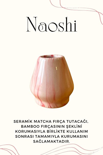 Mim and More Pink Marble Patterned Ceramic Matcha Set