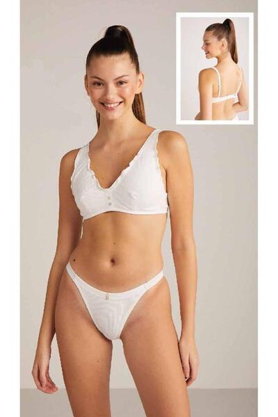 Kom Penny Fırfır Sütyen Beyaz