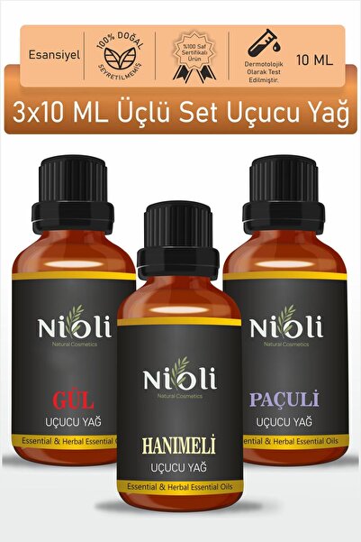 Gül, Hanımeli, Paçuli Esansiyel Uçucu Yağ Buhurdanlık Yağı Aromaterapi Yağı 10 ML