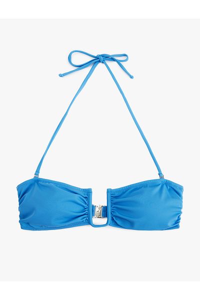 Koton Strapless Bikini Top with Metal Accessories and Detachable Straps