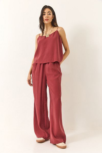 Bianco Lucci Set de bluză și pantaloni pentru femei, țesute cu bretele, 9298 60281024
