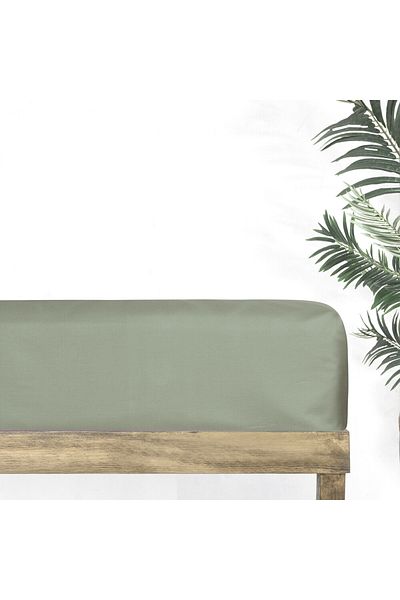 Sarev Monochrome 100% Cotton Satin Plain Bed Sheet Single-Green