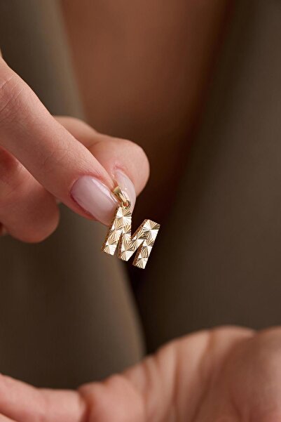 Bayar Gold 14 Ayar Altın M Harf Küçük Füzyon Kolye Ucu