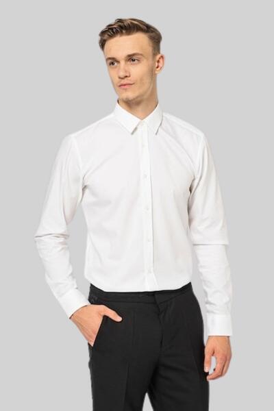 Hugo Boss Slim Fit Uzun Kollu Erkek Gömlek Beyaz