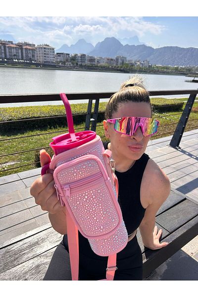 GUANZO Portable Water Bottle with Straw - Large Capacity