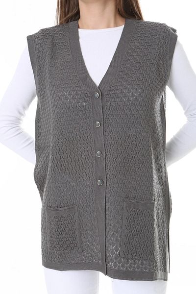 nacar çarşı Women's Seasonal Knitwear Perforated Mercerized Vest - Mother's Vest - Stylish and Comfortable Fit