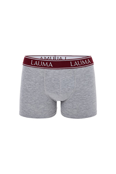 LAUMA Бавовняні еластичні боксери з лікрами, бордові деталі, світло-сірі, 9 штук в упаковці