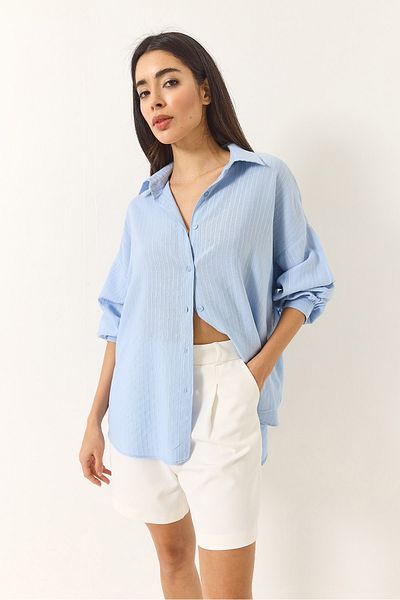Bianco Lucci Jacquard-Leinenhemd für Damen60171028
