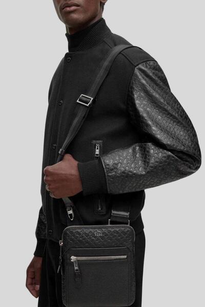 BOSS Erkek Deri Omuz Çantası Siyah