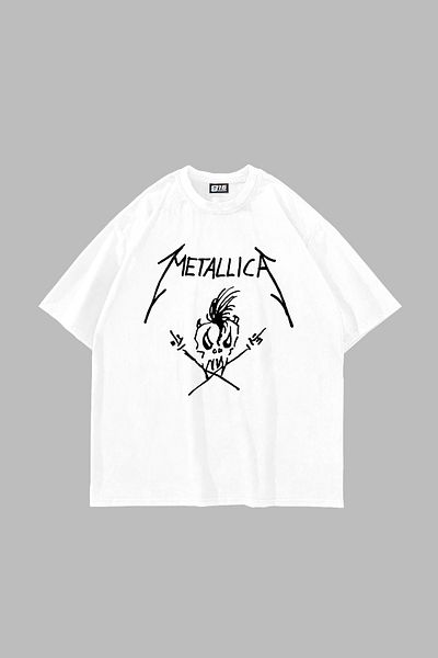 Sekizbiraltı Λευκό μπλουζάκι Unisex με στάμπα Metallifukinca