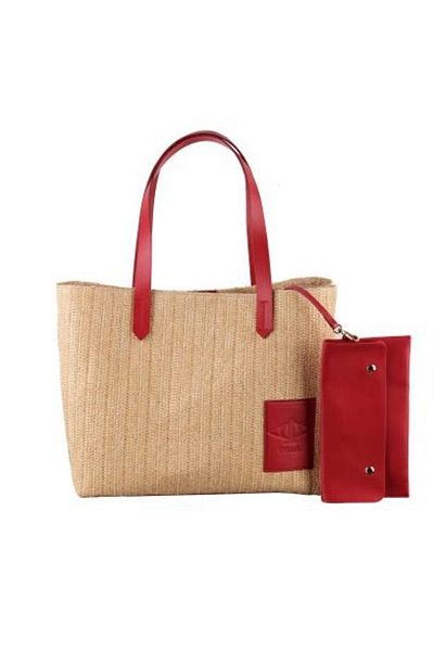 dellel Dellel Red Straw Shoulder Bag, Printed Vegan Leather,Removable Pouch,Spacious&Stylish Handbag