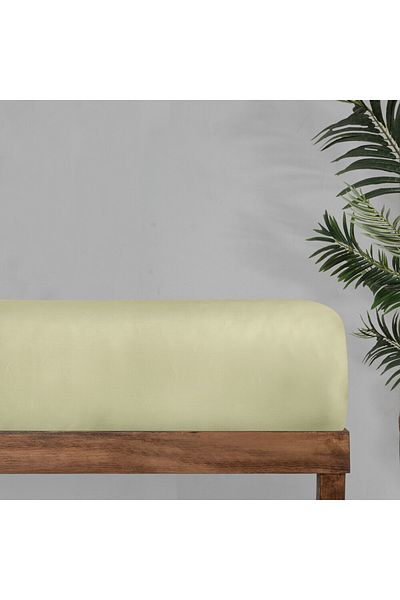 Sarev Monochrome 100% Cotton Satin Plain Bed Sheet Double-Lemon Cream