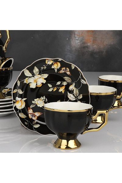 Kosova 90 Cc Eldon Footed Cup Set - Rsy-226 Black