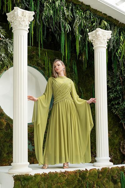 YAFA CLOTHING & ACCESSORIES Green Chiffon Dress