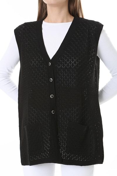 nacar çarşı Women's Seasonal Knitwear Perforated Mercerized Vest - Mother's Vest - Stylish and Comfortable Fit