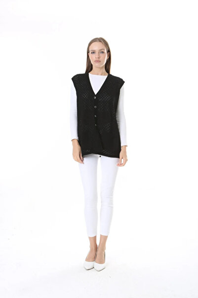 nacar çarşı Kadın Mevsimlik Triko Delikli Merserize Yelek - Anne Yeleği - Şık ve Rahat Kesim
