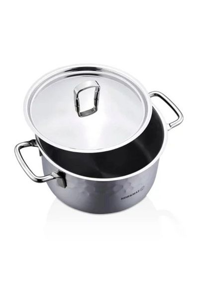 KORKMAZ 8 Pieces Stainless Steel Turkish Quarry Erna Steel Cookware Set From Korkmaz Silver
