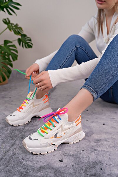 Madam Tarz Πολύχρωμο sneaker με κορδόνια Ozzi με ψηλή σόλα