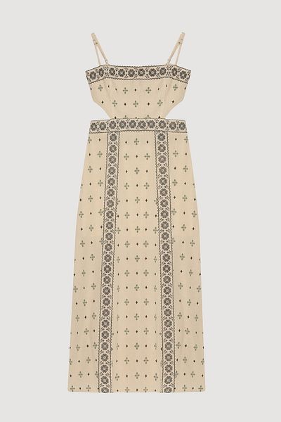 Quzu Rochie decupată cu modele etnice - Croială naturală