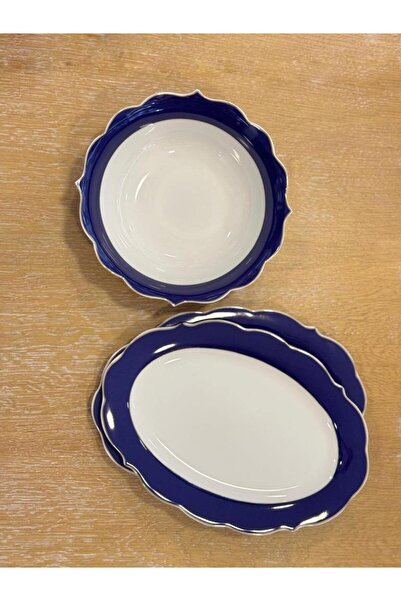 ÇIRPAN EV AROW LACİVERT 3'LÜ KAYIK TABAK SALATA KASE SETİ