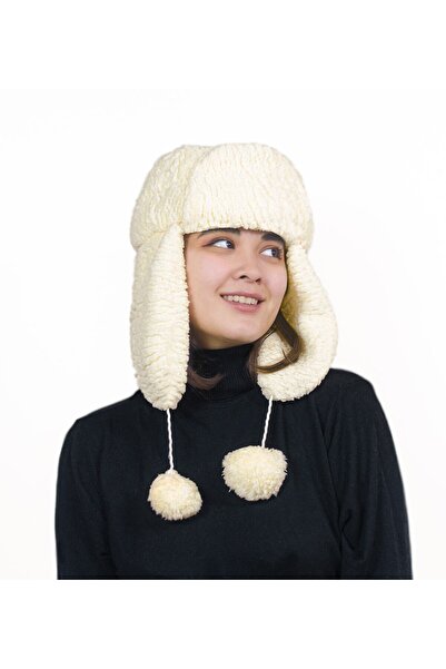 Generic Brand Paptex ženska plišana kapa sa krznenim naušnicama, beanie
