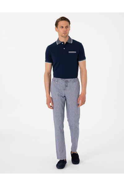 Pierre Cardin Koyu Mavi Ex. Slim Fit Keten Karışımlı Pantolon 50304091-VR032