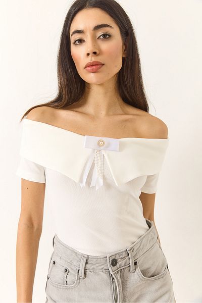 Bianco Lucci Bluză de damă cu guler Manonnda cu panglică 949 60283232