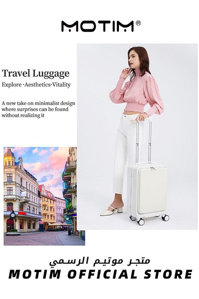 MOTIM Travel Luggage with Front Open Laptop Compartment Pocket Large Capacity Checked-in Luggage 26 inch