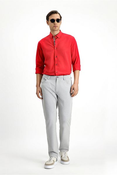 Kiğılı Long Sleeve Regular Fit Button Collar Linen Look Sports Cotton Shirt