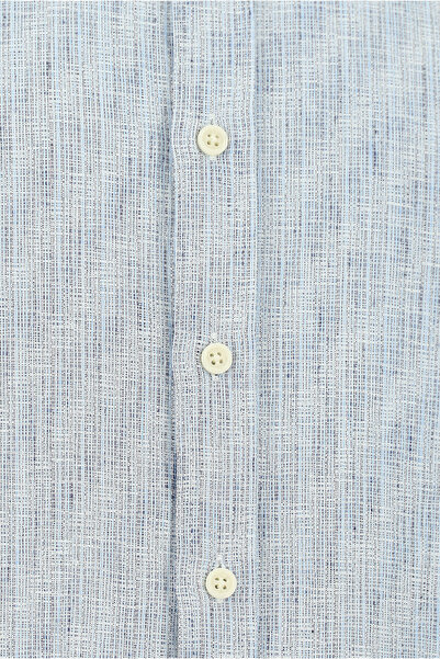 Abdullah Kiğılı Uzun Kol Regular Fit Desenli Spor Keten Gömlek