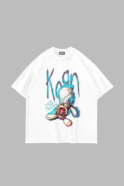 Sekizbiraltı Λευκό μπλουζάκι Unisex με στάμπα Korn Sauce Doll
